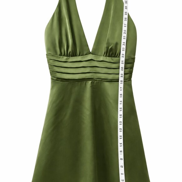 Seni & Cade Night dress olive halter dress banded waist size xl new with tags - Picture 7 of 7